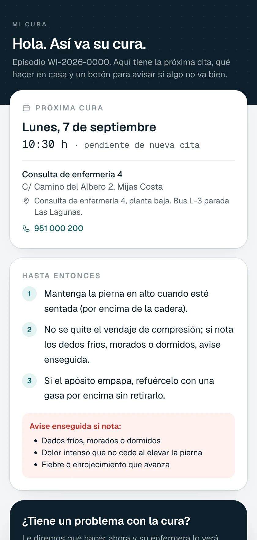 Mi Cura, la vista del paciente y del cuidador